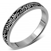 Plain Silver Waves Band Ring, rp315